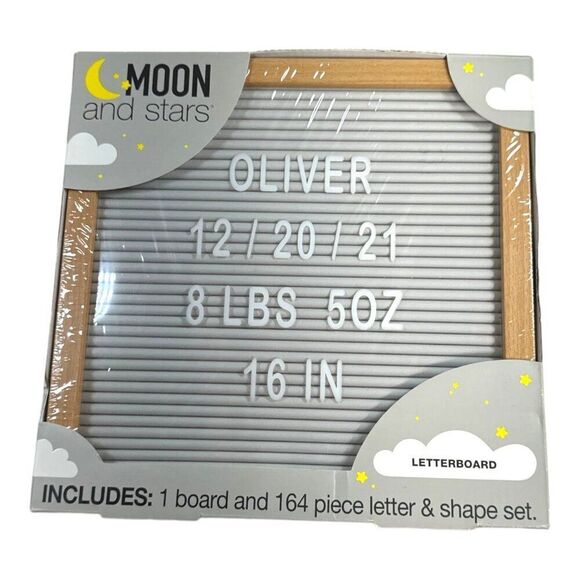 Moon & Stars Letterboard With 164-Piece Letter Set NEW Baby Gift Boy Girl Unisex - Picture 3 of 5